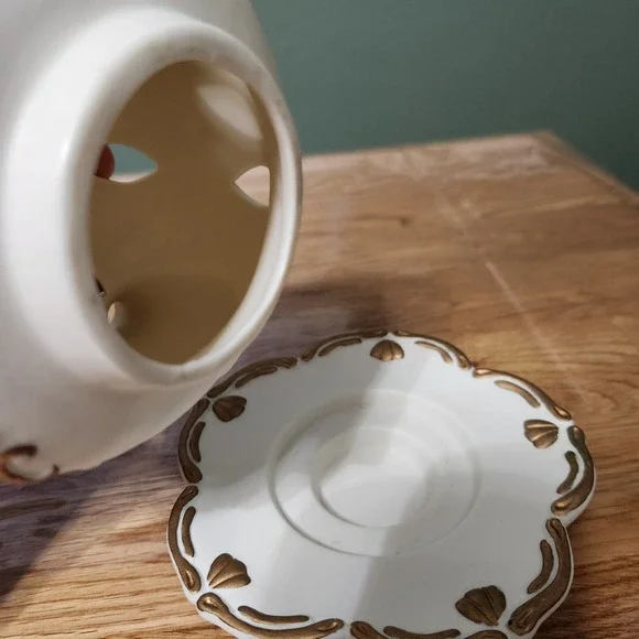 Partylite Tea Pot Tealight Candle Holder Luminary Porcelain Bisque Fairy - Picture 5 of 6